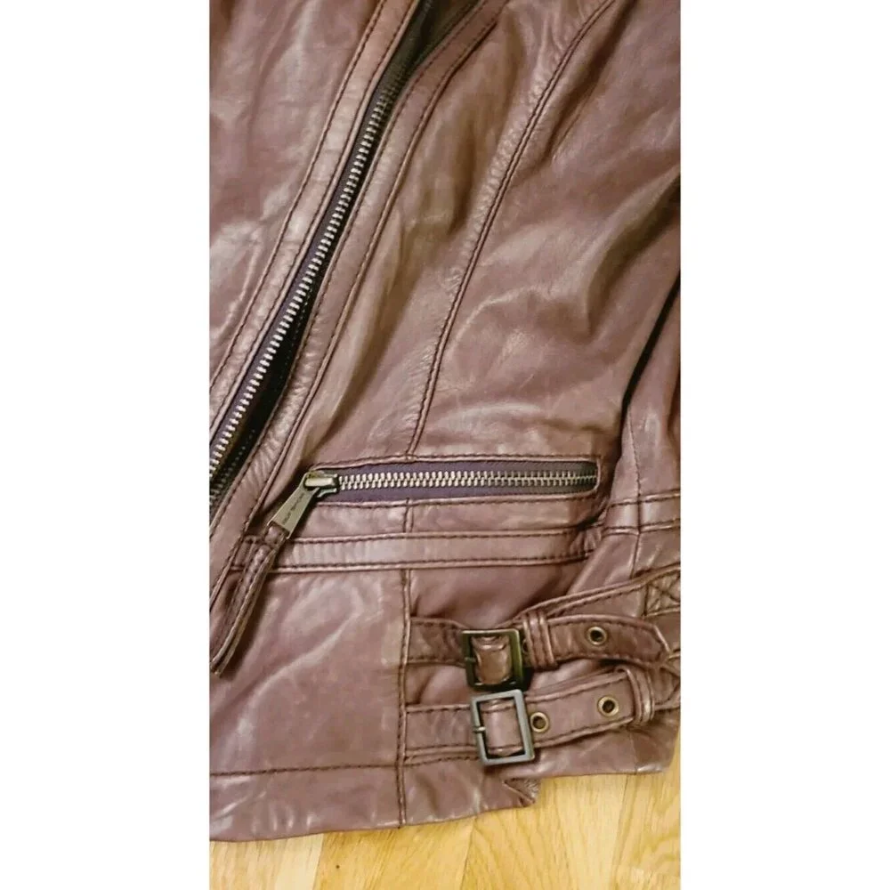 Michael Kors Women’s  Vintage 80s Leather Moto Jacket Brown Size Large - Picture 3 of 11